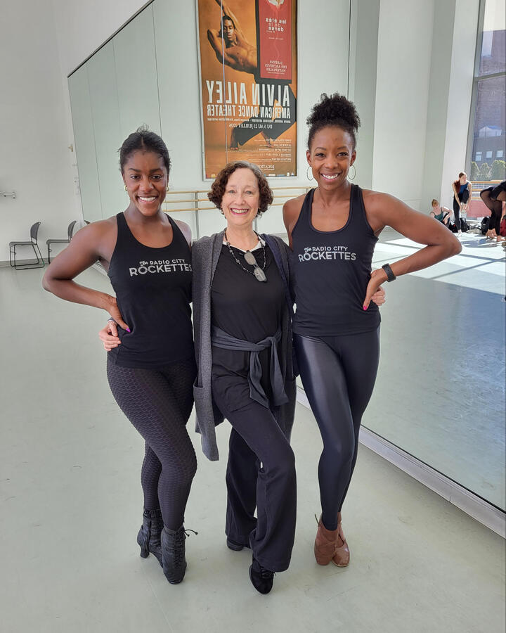 With former students/Radio City Rockettes Danielle Morgan (Dance Captain) and Maya Adi